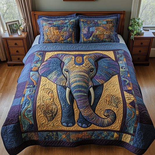 Elegant Elephant 3-Piece Quilted Bedding Set NCU0DV5947