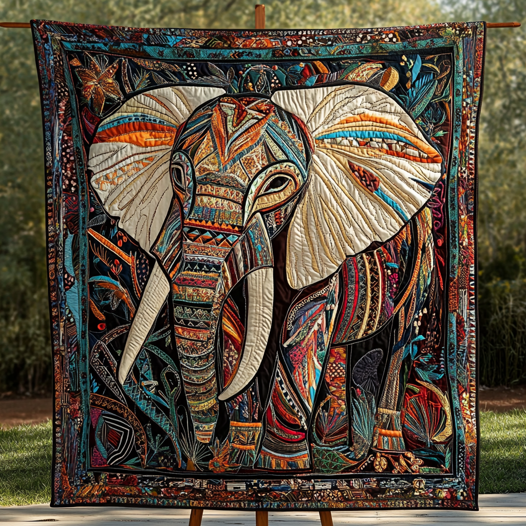 Elegant Elephant Quilted Blanket NCU0DK3390