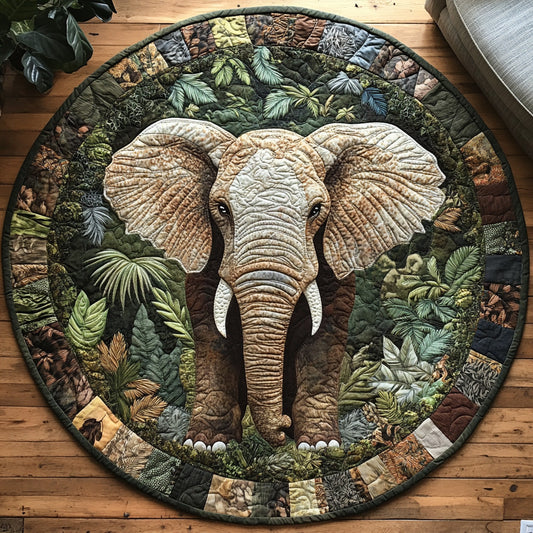 Elegant Elephant Quilted Round Mat NCU0DV6679