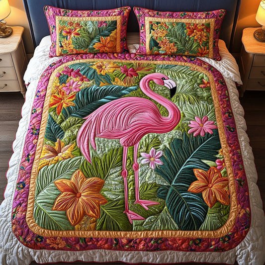Elegant Flock 3-Piece Quilted Bedding Set NCU0NT2587