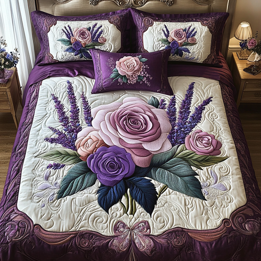 Elegant Floral 3-Piece Quilted Bedding Set NCU0VH5886