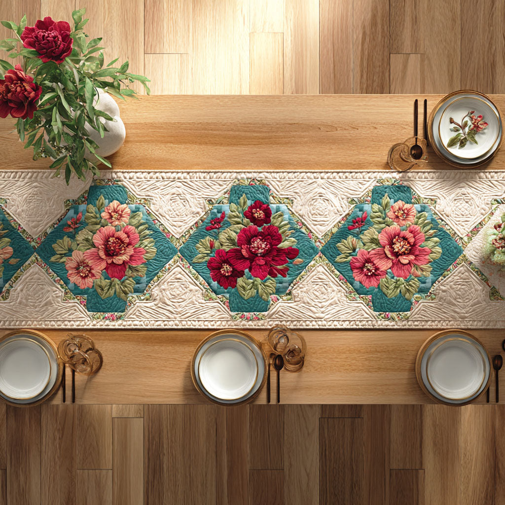 Elegant Florals Quilted Table Runner NCU0TD2348