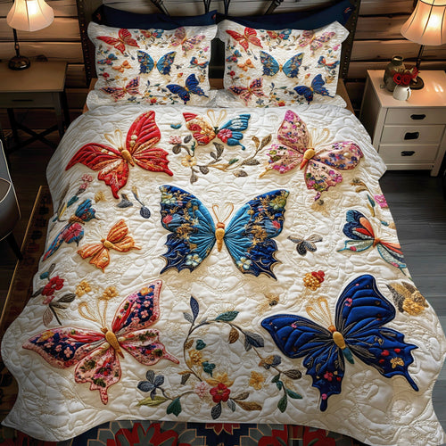 Elegant Flutter Haven 3-Piece Quilted Bedding Set NCU0NT3279