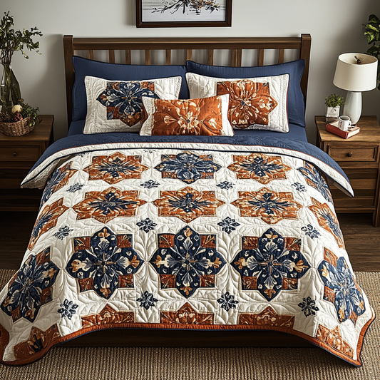 Elegant Garden Motif 3-Piece Quilted Bedding Set NCU0VL1009