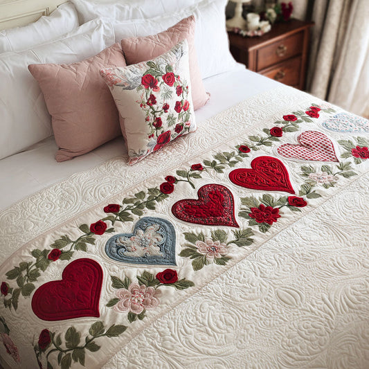 Elegant Hearts Quilted Bed Runner NCU0PT10805