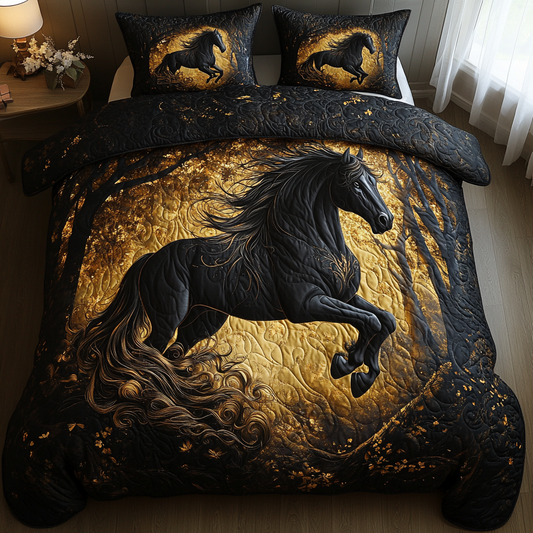 Elegant Horse Run 3-Piece Quilted Bedding Set NCU0DV4113