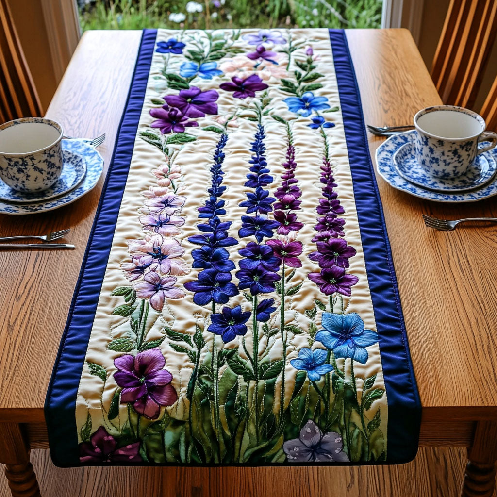 Elegant Larkspur Quilted Table Runner NCU0PT6860