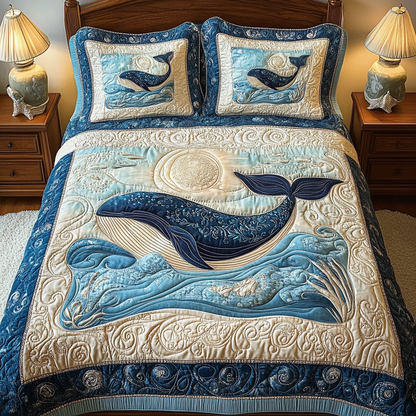 Elegant Lunar Whale 3-Piece Quilted Bedding Set NCU0VL1212
