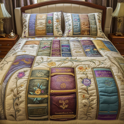Elegant Pages 3-Piece Quilted Bedding Set NCU0PT6049