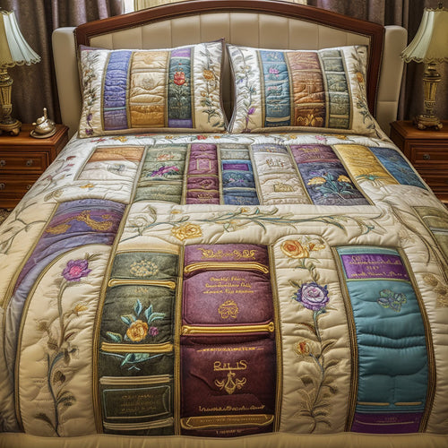 Elegant Pages 3-Piece Quilted Bedding Set NCU0PT6049