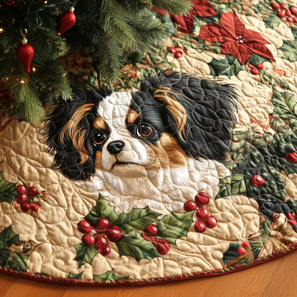 Elegant Papillon Delight Quilted Christmas Tree Skirt NCU0PT1774 Vantique