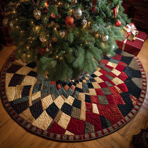 Elegant Patchwork Christmas Quilted Tree Skirt NCU0NT9997