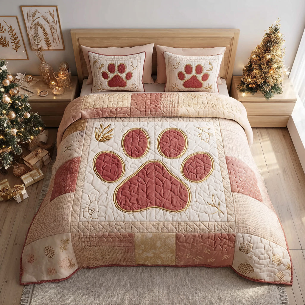 Elegant Paw 3-Piece Quilted Bedding Set NCU0HH1530