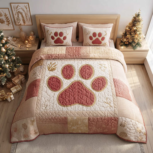 Elegant Paw 3-Piece Quilted Bedding Set NCU0HH1530