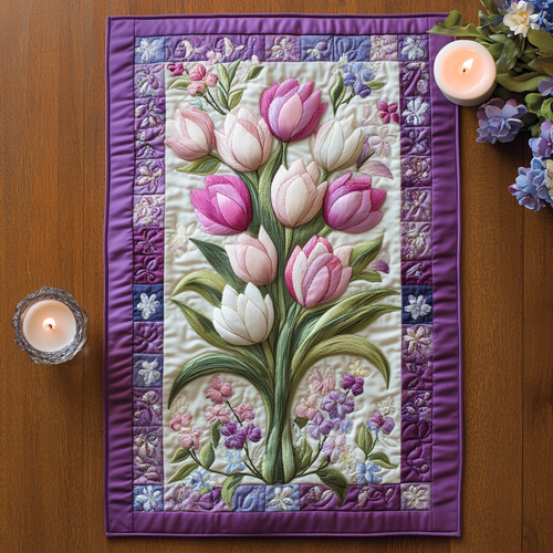 Elegant Petals Quilted Table Runner NCU0VH3278