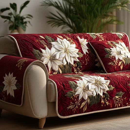 Elegant Poinsettia Quilted Sofa Cover NCU0HH447