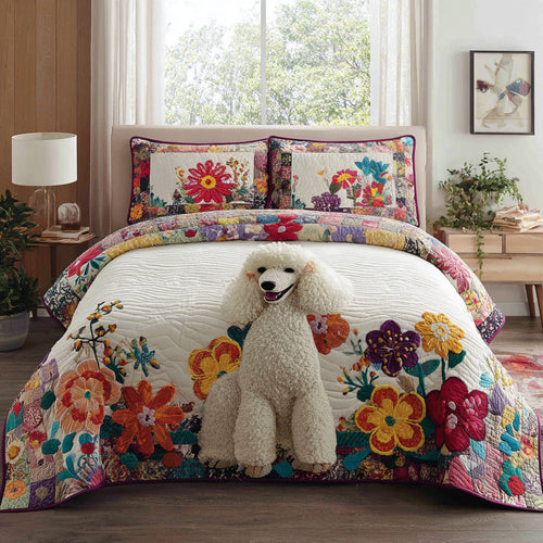 Elegant Poodle 3-Piece Quilted Bedding Set NCU0DV7478