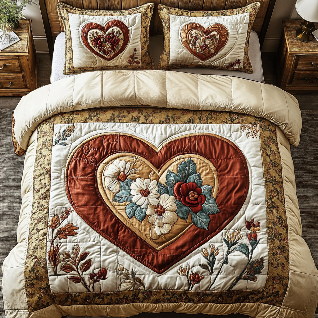 Elegant Romance 3-Piece Quilted Bedding Set NCU0VH3016