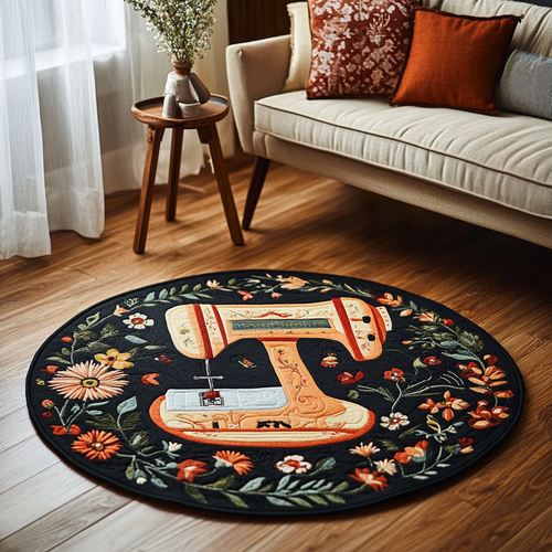 Elegant Sewing Machine Quilted Round Mat NCU0DK7844