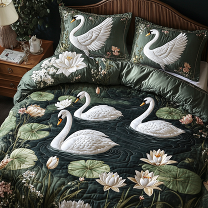 Elegant Swan 3-Piece Quilted Bedding Set NCU0DK9334