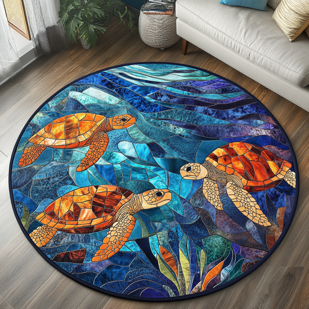 Elegant Turtle Quilted Round Mat NCU0DK7411