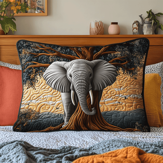 Elephant Baobab Quilted Bedding Pillow Case NCU0DV3079