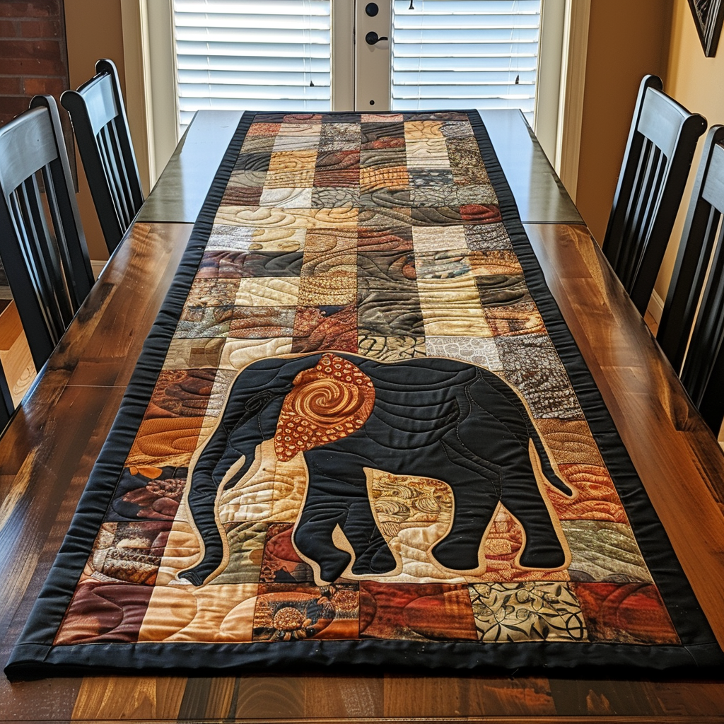 Elephant Grandeur Quilted Table Runner NCU0TH834