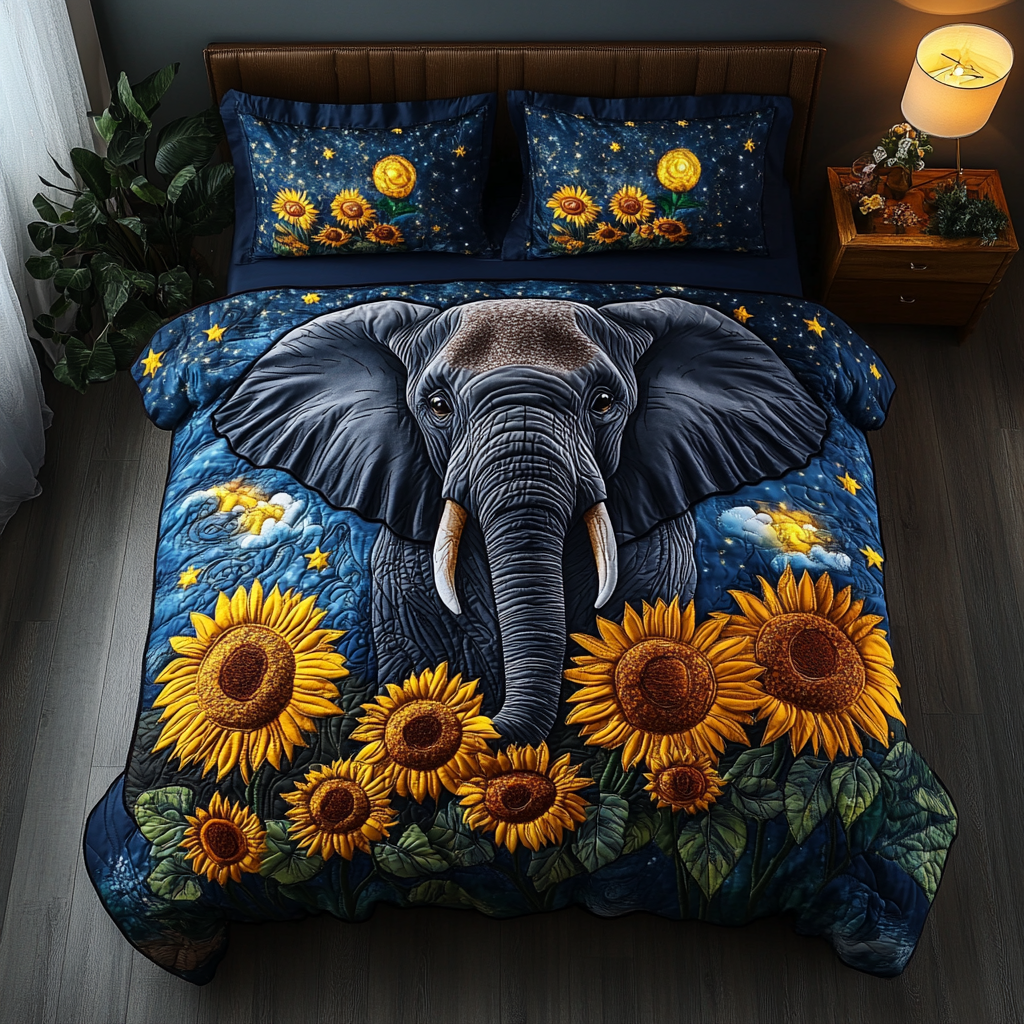 Elephant 3-Piece Quilted Bedding Set NCU0VT187