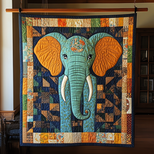 Elephant Patchwork Delight Quilted Blanket NCU0NT182