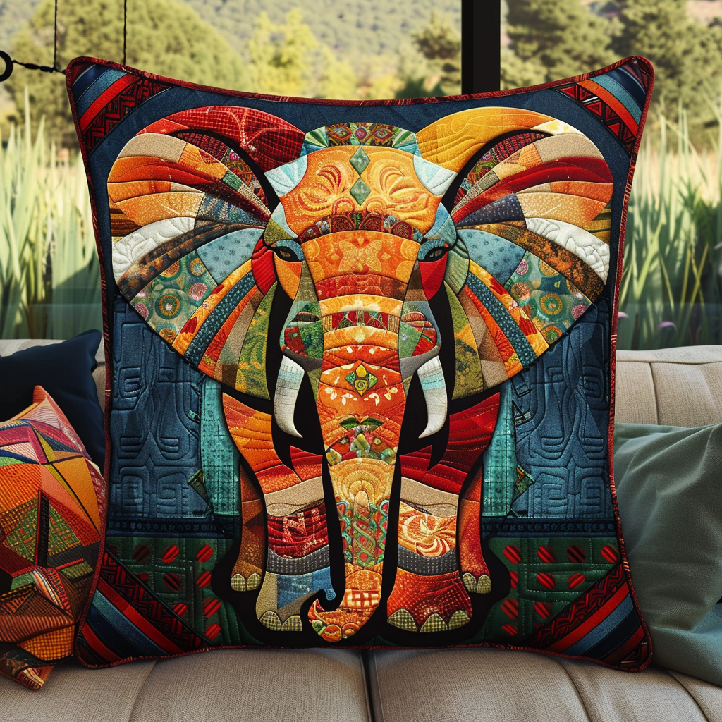 Elephant Rainbow Reverie Quilted Pillow Case NCU0DV132