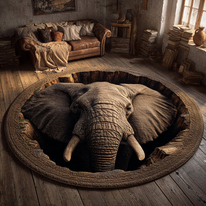 Elephant Abyss Quilted Round Mat NCU0HH1692