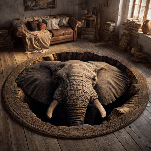 Elephant Abyss Quilted Round Mat NCU0HH1692