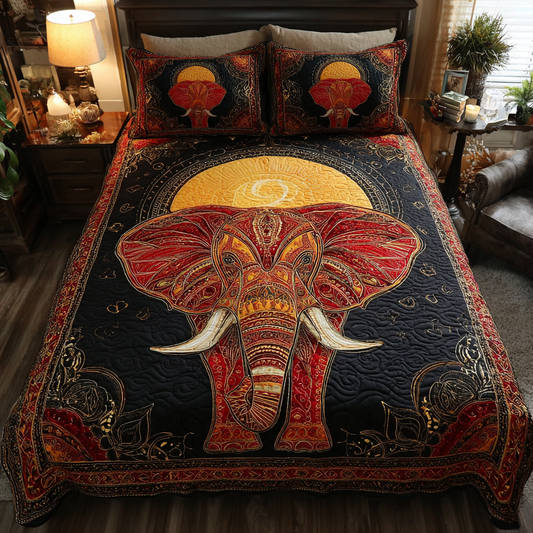 Elephant Art 3-Piece Quilted Bedding Set NCU0DK8190