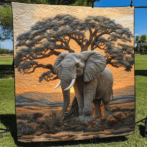 Elephant Baobab Quilted Blanket NCU0DV1106