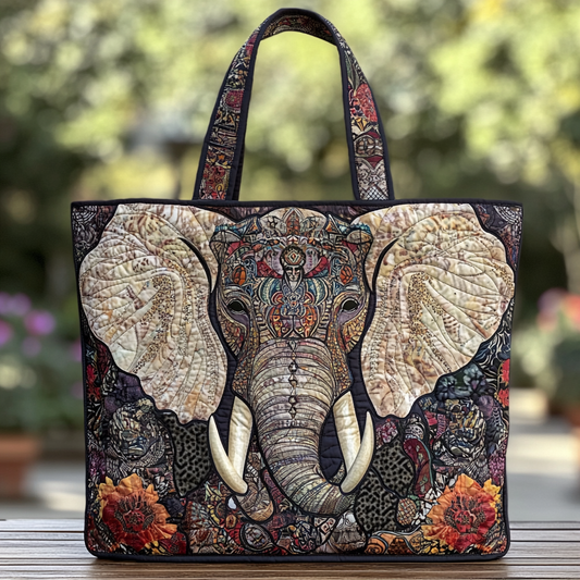 Elephant Bloom Quilted Tote Bag NCU0DK8887