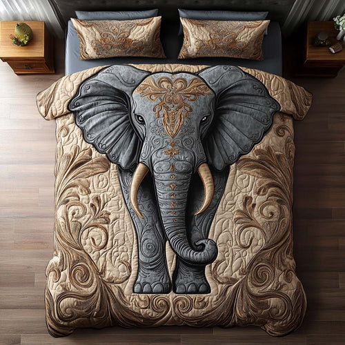 Elephant Blossom 3-Piece Quilted Bedding Set NCU0NT8135