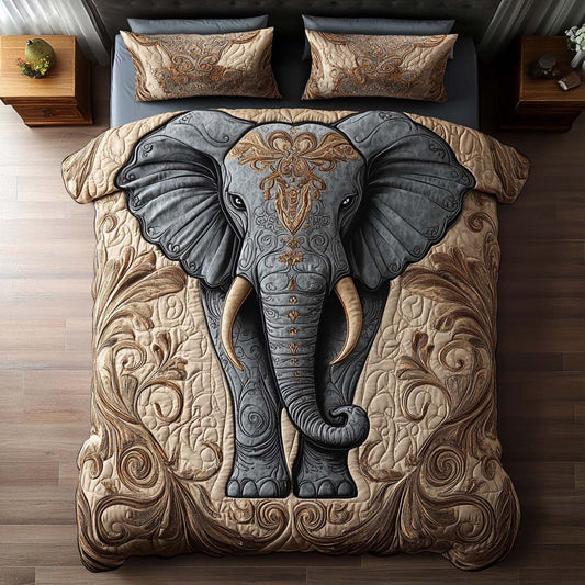 Elephant Blossom 3-Piece Quilted Bedding Set NCU0NT8135
