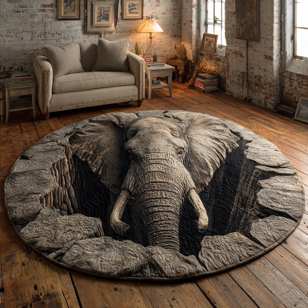 Elephant Chamber Quilted Round Mat NCU0HH1693