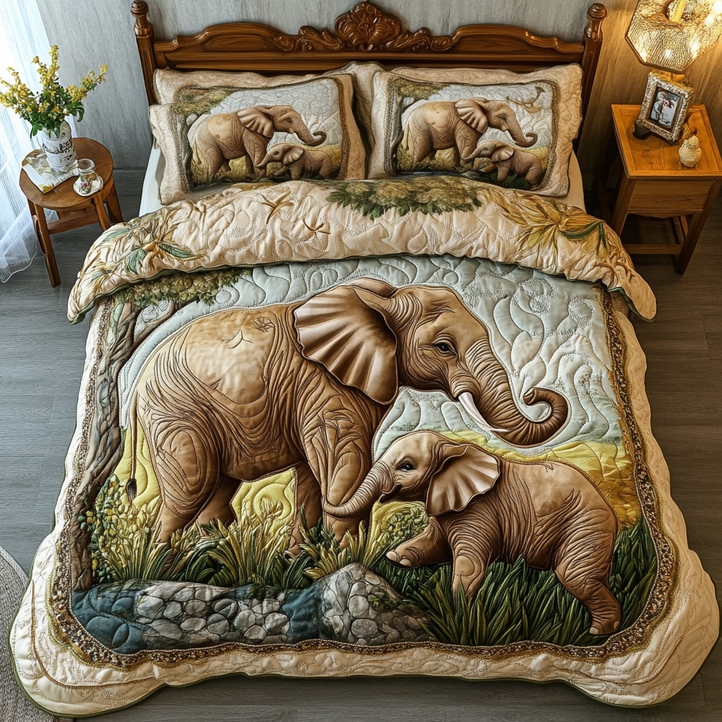 Elephant Dream 3-Piece Quilted Bedding Set NCU0DK7975
