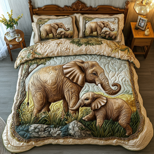 Elephant Dream 3-Piece Quilted Bedding Set NCU0DK7975