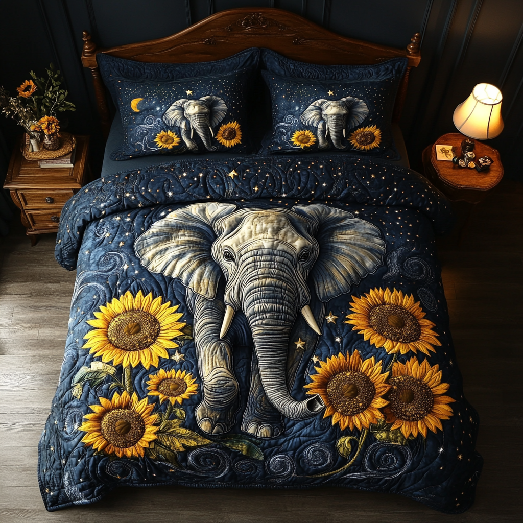 Elephant Dream 3-Piece Quilted Bedding Set NCU0DV5949