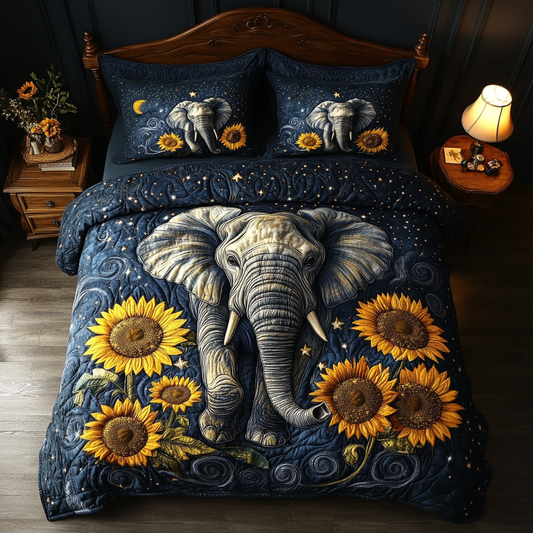 Elephant Dream 3-Piece Quilted Bedding Set NCU0DV5949