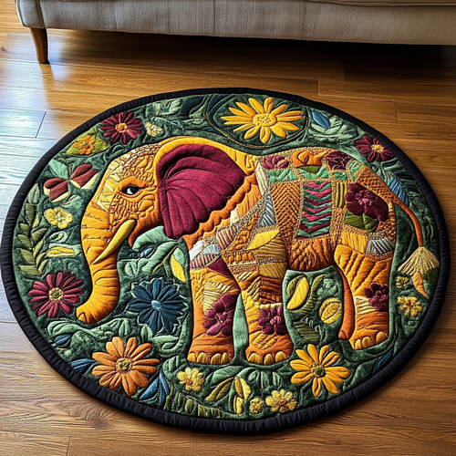 Elephant Echo Quilted Round Mat NCU0DK1051