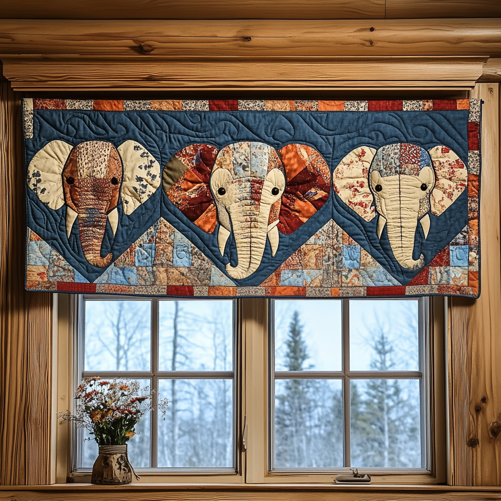 Elephant Echoes Quilted Valance NCU0DK3891