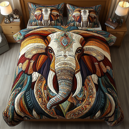 Elephant Essence 3-Piece Quilted Bedding Set NCU0DK3377