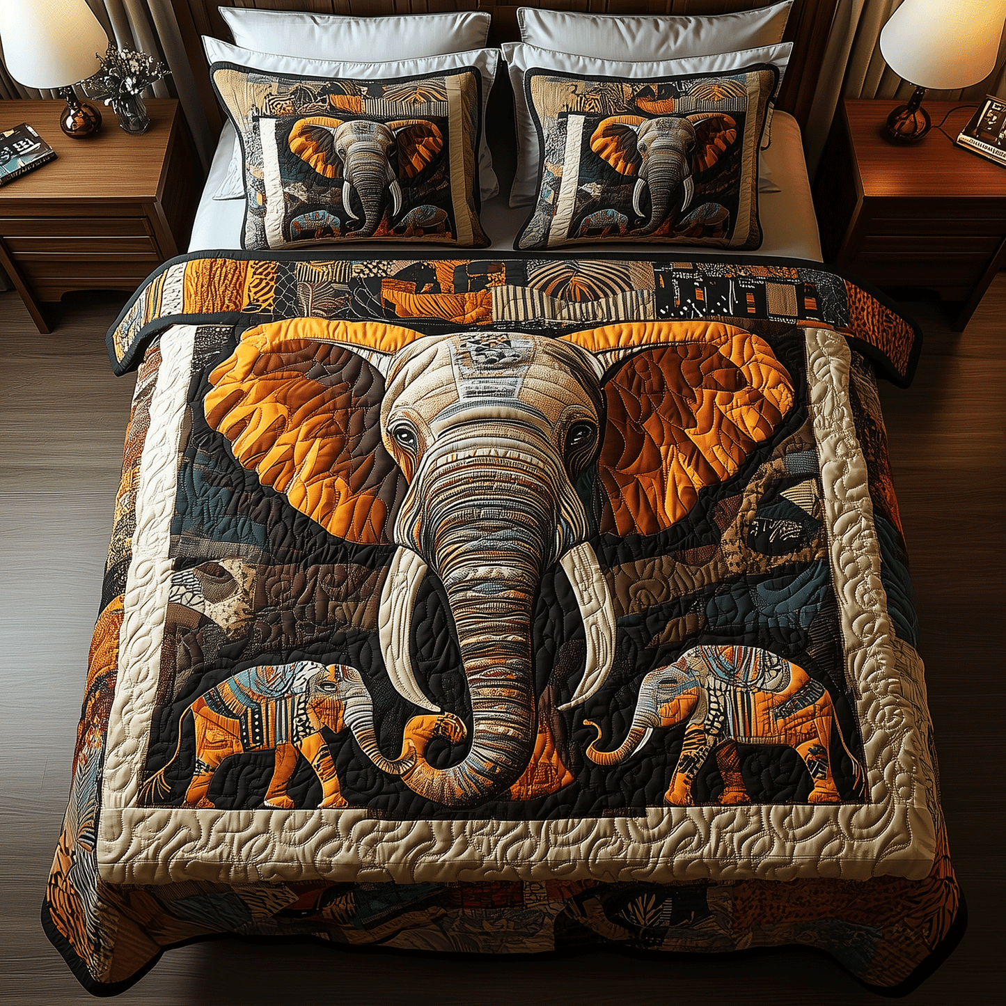 Elephant Essence 3-Piece Quilted Bedding Set NCU0TH2592