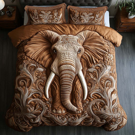 Elephant Family 3-Piece Quilted Bedding Set NCU0NT8136