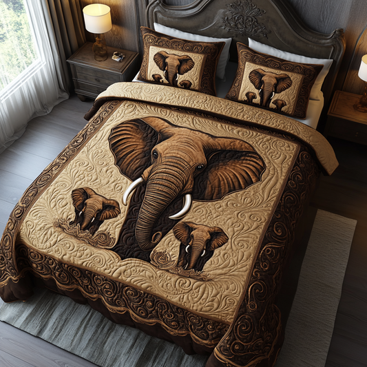 Elephant Forest 3-Piece Quilted Bedding Set NCU0DV5959