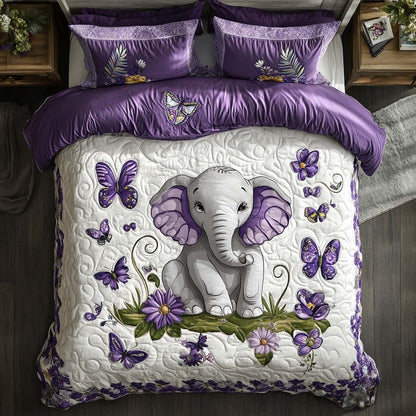 Elephant Forest Stroll 3-Piece Quilted Bedding Set NCU0NT8305