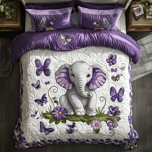 Elephant Forest Stroll 3-Piece Quilted Bedding Set NCU0NT8305
